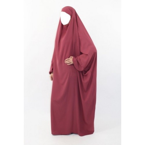  Jilbab  One Piece Kawthar WOOL PEACH Burgundy  Pink